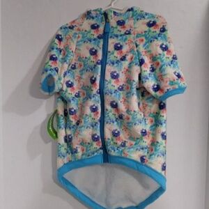 LovinPet Blue Floral Print Dog Pajamas With Hood Size L *NWT*
